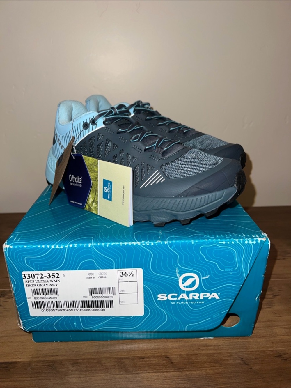 Scarpa Women’s 4.5 EU 36.5 Spin Ultra Trail Running Shoes Vibram Gray & Blue